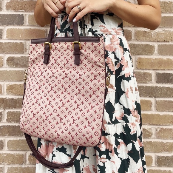 Authentic✅ Louis Vuitton Monigram Canvas Fold Over Shoulder Bag Tote Pink - Picture 4 of 11